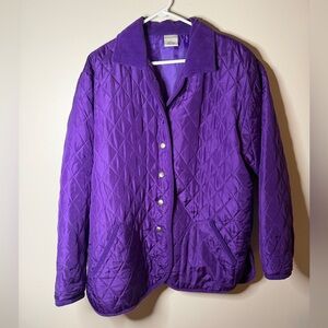 VINTAGE 100% SILK purple jacket Partners With Corduroy size large women’s